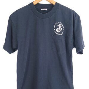 USMC Honor Courage Commitment Graphic T-Shirt Men's Large Black Bayside USA